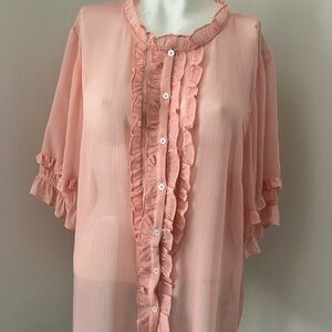 CeCe Coral Ruffled Blouse